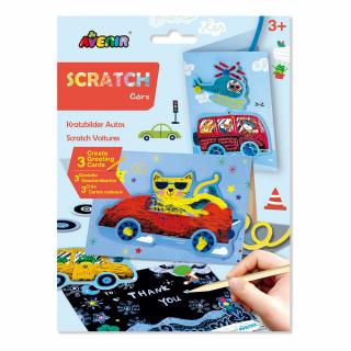 Set creativ foi razuibile Scratch Art, felicitare cu masinute, Avenir