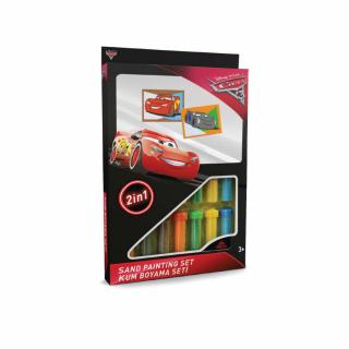 Cars 3 - Fulger McQueen  Jackson Storm, Disney, Set creativ pictura cu nisip colorat, 2 planse 16,5 x 23,5 cm, 15 tuburi nisip multicolor, 1 penseta, 2 folii protectie, + 3 ani