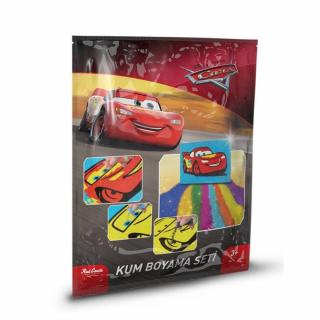 Cars, Disney, Set creativ pictura cu nisip colorat, 1 plansa 16,5 x 23,5 cm, 7 tuburi nisip multicolor, 1 betisor, 1 folie protectie, + 3 ani