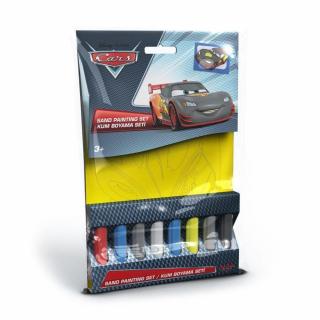 Cars - Fulger McQueen, Disney, Set creativ pictura cu nisip colorat, 1 plansa 16,5 x 23,5 cm, 8 tuburi nisip multicolor, 1 penseta, 1 folie protectie, + 3 ani