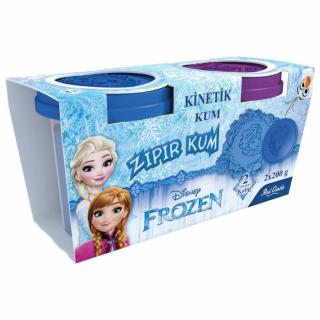 Frozen, Disney, Set Nisip kinetic, 2x200 g, mov si albastru, 2 forme Elsa si Olaf, + 3 ani