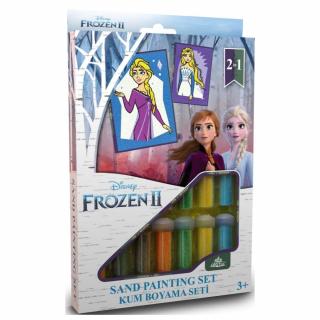 Frozen II - Elsa, Disney, Set creativ pictura cu nisip colorat, 2 planse 16,5 x 23,5 cm, 15 tuburi nisip multicolor, 1 penseta, 2 folii protectie, + 3 ani