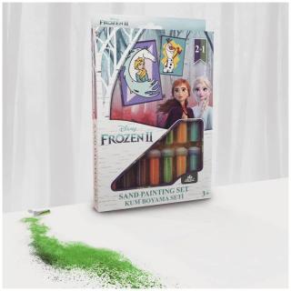 Frozen II - Elsa  Olaf, Disney, Set creativ pictura cu nisip colorat, 2 planse 16,5 x 23,5 cm, 15 tuburi nisip multicolor, 1 penseta, 2 folii protectie, + 3 ani