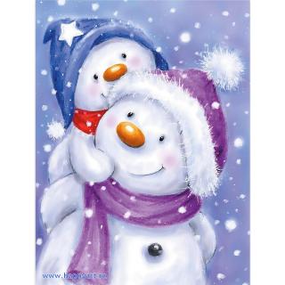 Kit pictura pe numere, cu sasiu, Happy snowman family, 30X40 cm, 24 culori, nivel avansat, ME1140