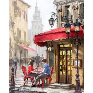 Kit pictura pe numere, cu sasiu, Intalnire, 40X50 cm, 30 culori, nivel avansat, MG2203