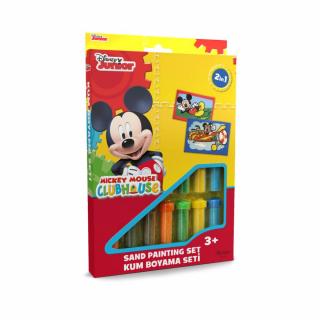 Mickey Mouse, Disney, Set creativ pictura cu nisip colorat, 2 planse 16,5 x 23,5 cm, 15 tuburi nisip multicolor, 1 penseta, 2 folii protectie, + 3 ani