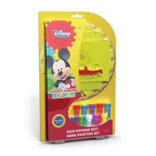 Mickey Mouse, Disney, Set creativ pictura cu nisip colorat, 4 planse 11,75 x 16,5 cm, 4 suporti carton, 16 tuburi nisip multicolor, 1 penseta, 4 folii protectie, + 3 ani