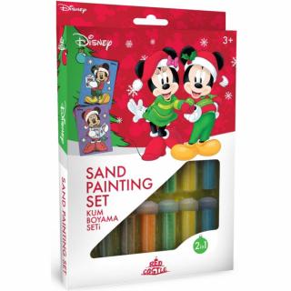 Minnie  Mickey Mouse Santa, Disney, Set creativ pictura cu nisip colorat, 2 planse 16,5 x 23,5 cm, 15 tuburi nisip multicolor, 1 penseta, 2 folii protectie, + 3 ani