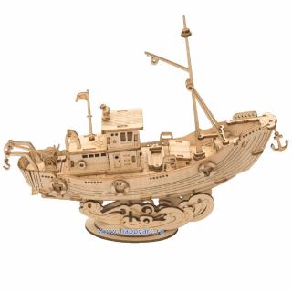 Puzzle 3D, Fishing Ship, lemn, 104 piese, TG308