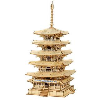 Puzzle 3D, Pagoda cu 5 etaje, lemn, 275 piese, TGN02