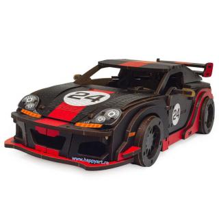 Puzzle din lemn 3D, Masina Comet GTS, black-red, 219 piese, scara 1-18