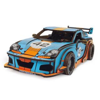 Puzzle din lemn 3D, Masina Comet GTS, blue-orange, 219 piese, scara 1-18