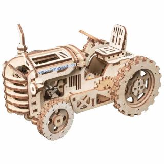 Puzzle mecanic 3D, Tractor, lemn, 135 piese, LK401