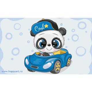 Set Goblen cu diamante, cu sasiu, Micul Panda, 20x30 cm, 11 culori