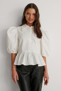 Top Pointy Collar Puff Sleeve