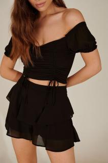 Top Recycled Drawstring Detail Off Shoulder