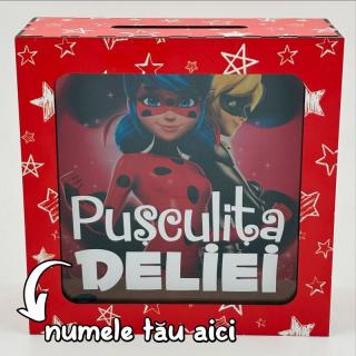 Pusculita personalizata cu nume ,   model Buburuza si Motanul