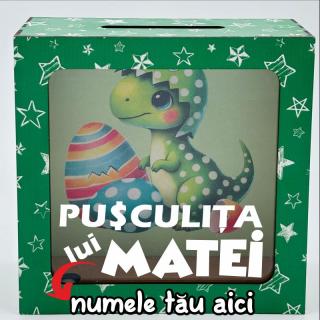 Pusculita personalizata cu nume ,   model Dinozaur de Paste