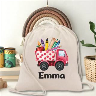 Rucsac gradinita personalizat cu nume  pentru fetite - School Truck