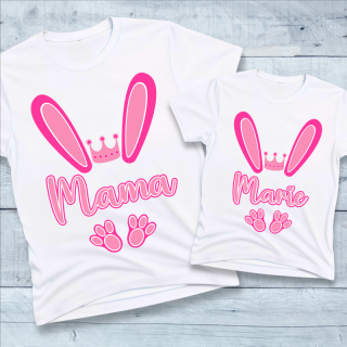 Set tricouri personalizate pentru mama si fiica Bunny Princess