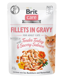 Brit Care Cat Fillets in Gravy With Tender Turkey and Savory Salmon Plic 85 G