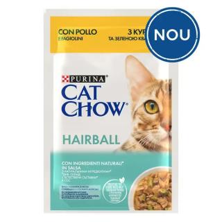 Cat Chow Hairball Hrana Umeda cu Pui si Fasole Verde 85 Gr