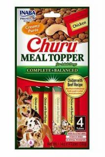 Churu Meal Topper Recompense Cremoase pentru Caini Reteta cu Pui si Vita 4 buc