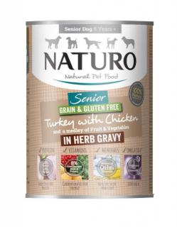 Conserva Naturo Senior cu Carne de Curcan si Pui, Amestec de Fructe si Legume in Sos cu Ierburi Aromatice 390g