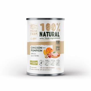 Fresh Farm Coarse Conserva Hrana Umeda Pate cu Pui, Dovleac, Mere si Ierburi 400 Gr