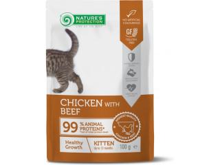 Nature s Protection Kitten Crestere Sanatoasa Plic cu Pui si Vita 100 Gr