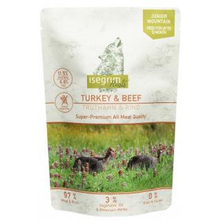 Pouch Isegrim Dog Junior cu Carne de Curcan si Vita 410 Gr