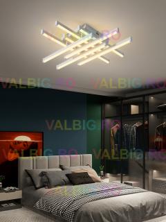 Lustra Led alba, cu 8 brate si telecomanda, intensitate reglabila 3000K 4000K 6500K, 160W