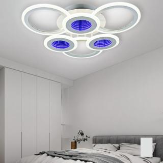 Lustra Led Endless Rondo Ice, 156W, 6 cercuri, telecomanda, lumina calda, rece, neutra si albastru