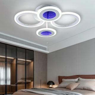 Lustra Led Endless Rondo Ice, 4 cercuri, telecomanda, 102W, lumina calda, rece, neutra si albastru