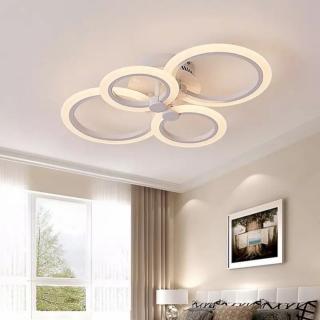 Lustra Led Lighting Ring, alba, cu 4 cercuri si telecomanda, intensitate reglabila, 80W