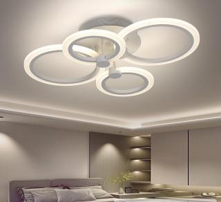 Lustra LED Model 3373-2+2WH, Cu Telecomanda, 3 Tipuri De Lumina, Intensitate Reglabila, 72W, Alba