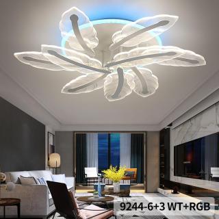 Lustra LED Model 9244-6+3+RGB, Cu Telecomanda, 3 Tipuri De Lumina, Intensitate Reglabila, 144W, Alba RGB