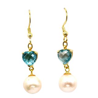Cercei argint perle topaz