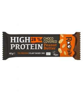 Baton proteic cu crema de arahide invelit in ciocolata BIO, 40g