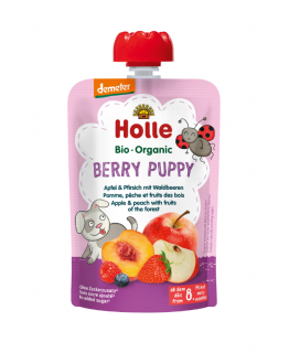 Berry Puppy - Piure de mere si piersici cu fructe de padure BIO, 100g