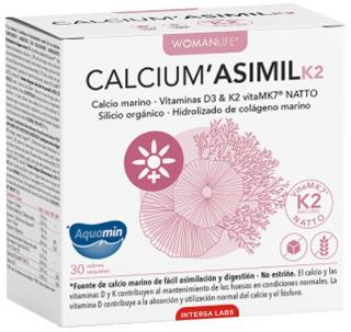 Calcium Asimil K2, supliment alimentar cu calciu marin, vitamina D3, siliciu si colagen marin hidrolizat,  30 pliculete 100g