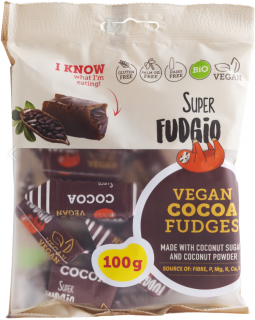 Caramele aroma cacao, bio, 100g, Super Fudgio
