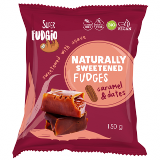 Caramele cu aroma de caramel si curmale, bio, 150g, Super Fudgio