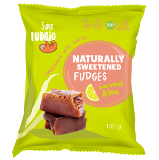 Caramele cu aroma de caramel si lime, bio, 150g, Super Fudgio