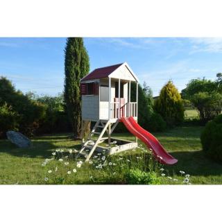 Casuta de gradina Summer Adventure House cu platforma cu loc pentru nisip si tobogan (M7)