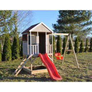 Casuta de gradina Summer Adventure House cu platforma cu loc pentru nisip, tobogan si leagan (M9)