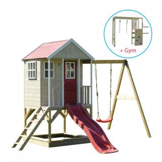 Casuta Nordic Adventure House cu loc de nisip, tobogan, leagan, modul sport