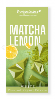 Ciocolata alba cu matcha si lamaie, bio, 60g (fara gluten)