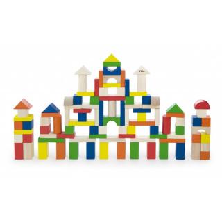 Cuburi de construit din lemn, colorate, 2.5 cm, 100 buc