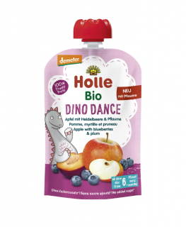 Dino Dance - Piure de mere cu afine si prune BIO, 100g